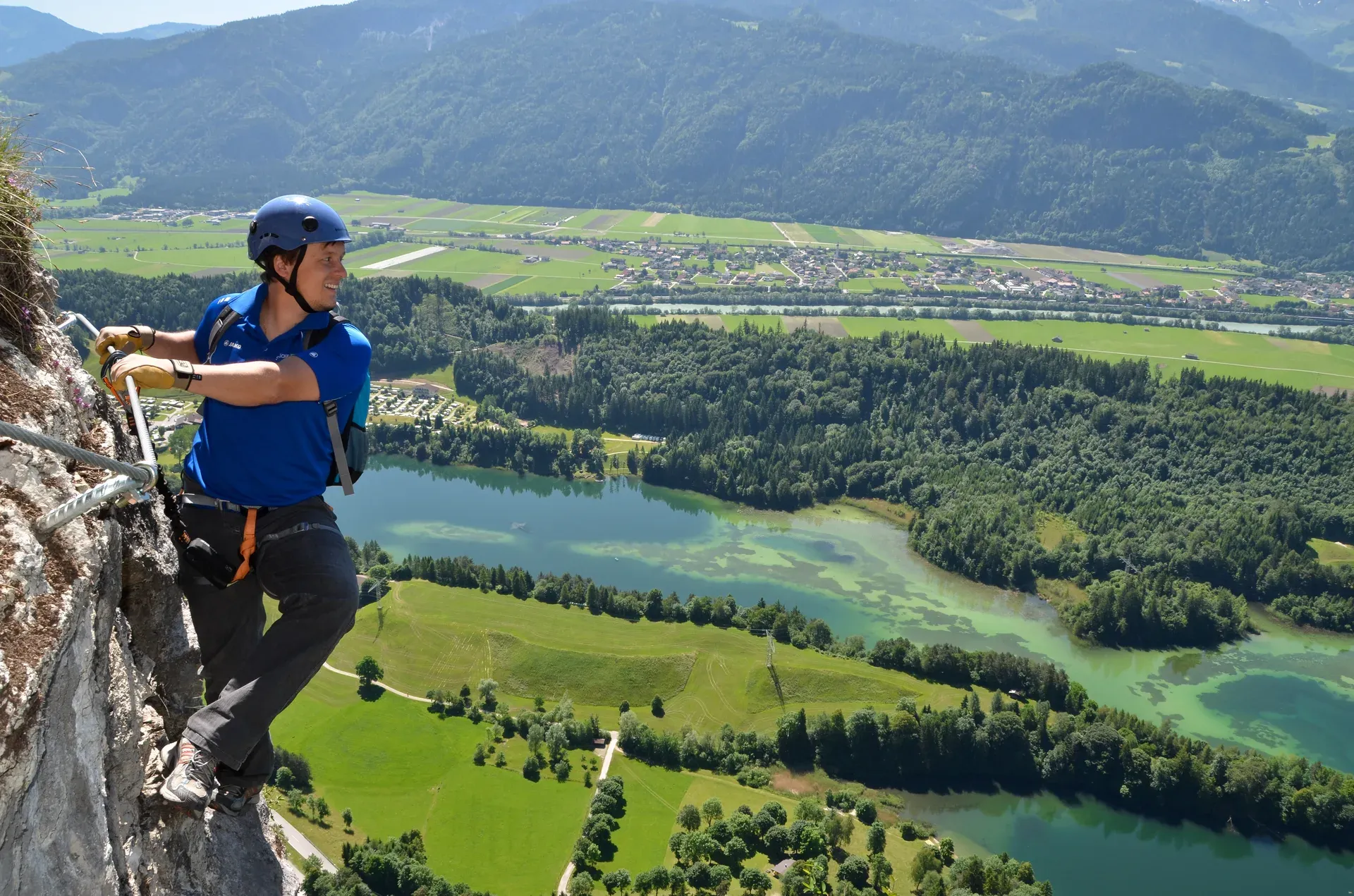 Klettern am Klettersteig Reintalersee in Kramsach mit Inntalblick